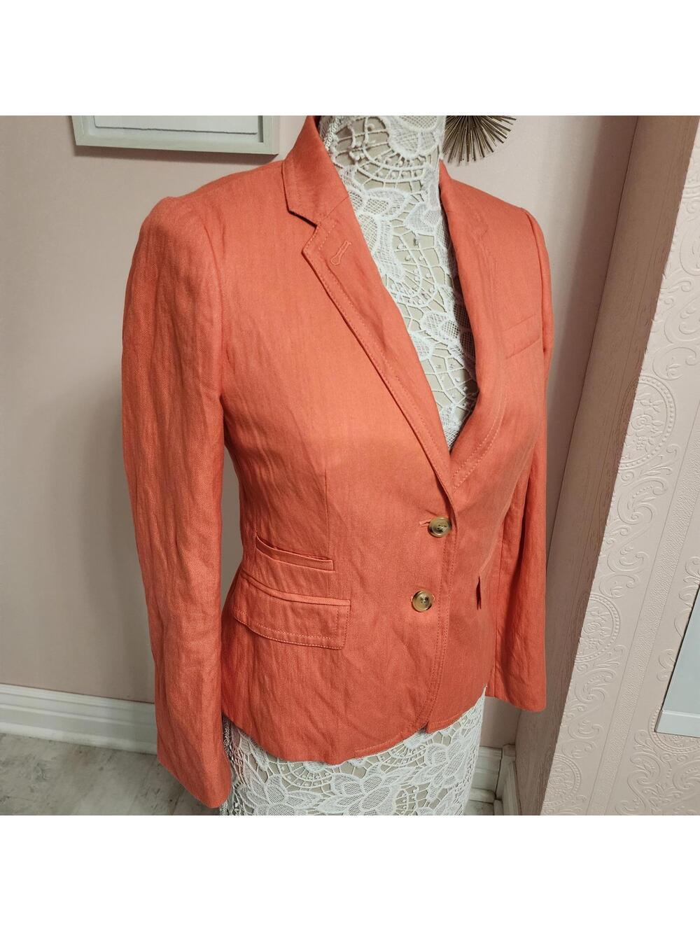 Flawelss J Crew Coral Schoolboy linen Blazer Jacket 2